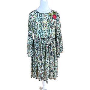 Anthropologie Dress Floral Embroidery Pleats Green Bhanuni by Jyoti (6)